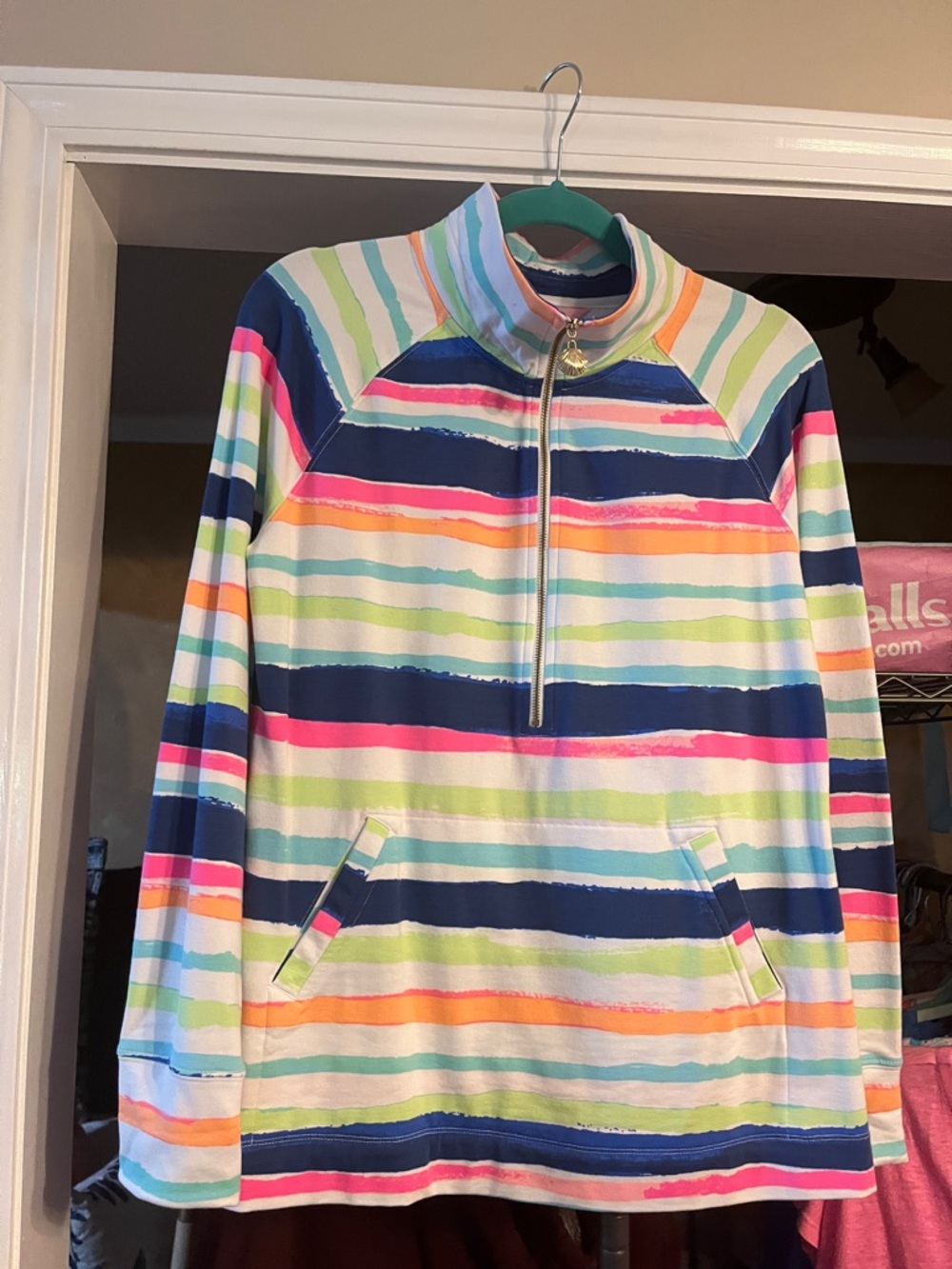 Striped Half-Zip Pullover in Multicolor